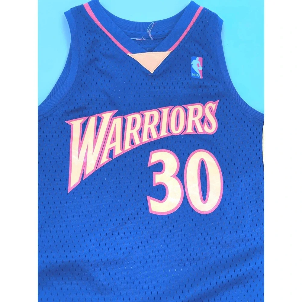 Mitchell & Ness Warriors Jersey Kids Medium 10/12 Blue Curry 30 HWC‎ NBA Road